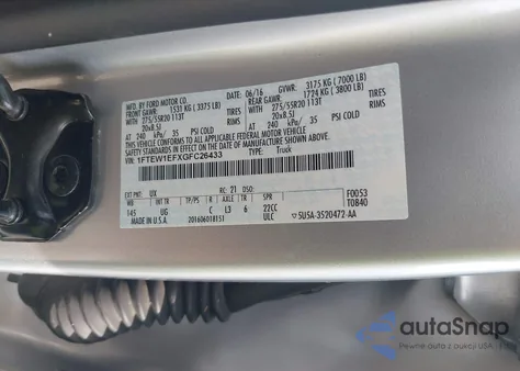 2016 Ford F-150 Xlt z USA, uszkodzony, nr VIN 1FTEW1EFXGFC26433